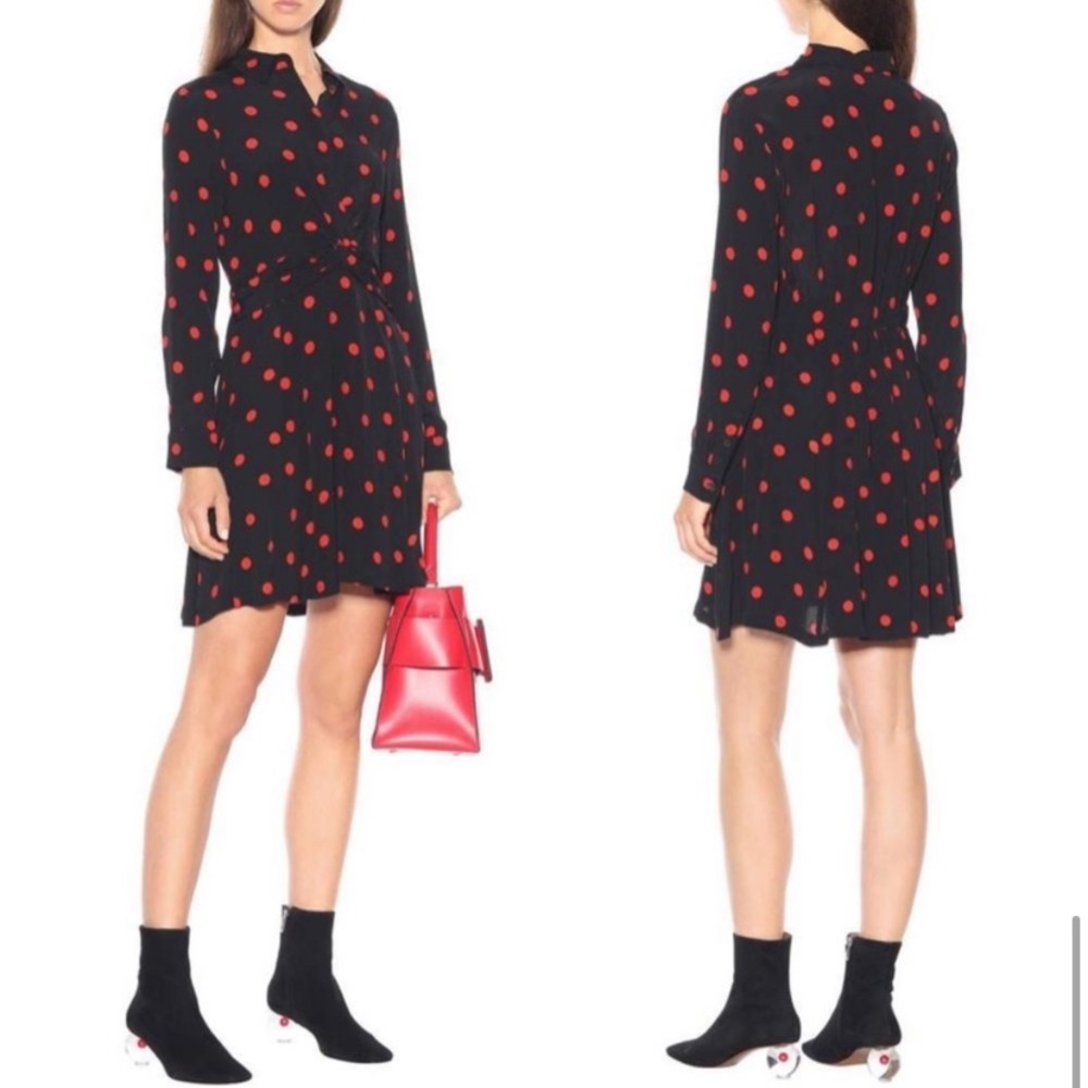 GANNI Barra Crepe Twist Polka Dot Dress - Picture 2 of 7